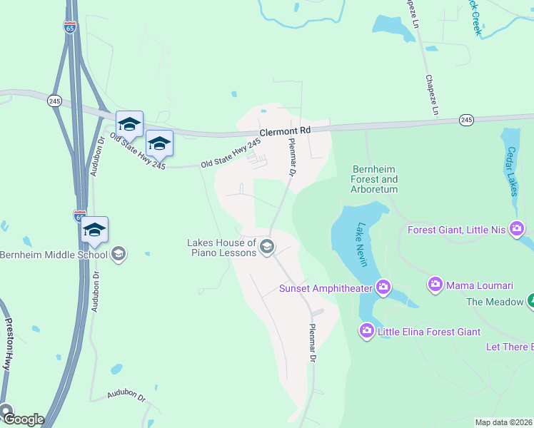 map of restaurants, bars, coffee shops, grocery stores, and more near 340 Plenmar Drive in Shepherdsville