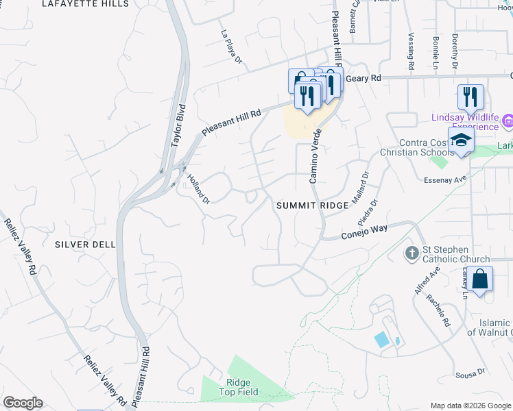map of restaurants, bars, coffee shops, grocery stores, and more near 1717 Holland Circle in Walnut Creek