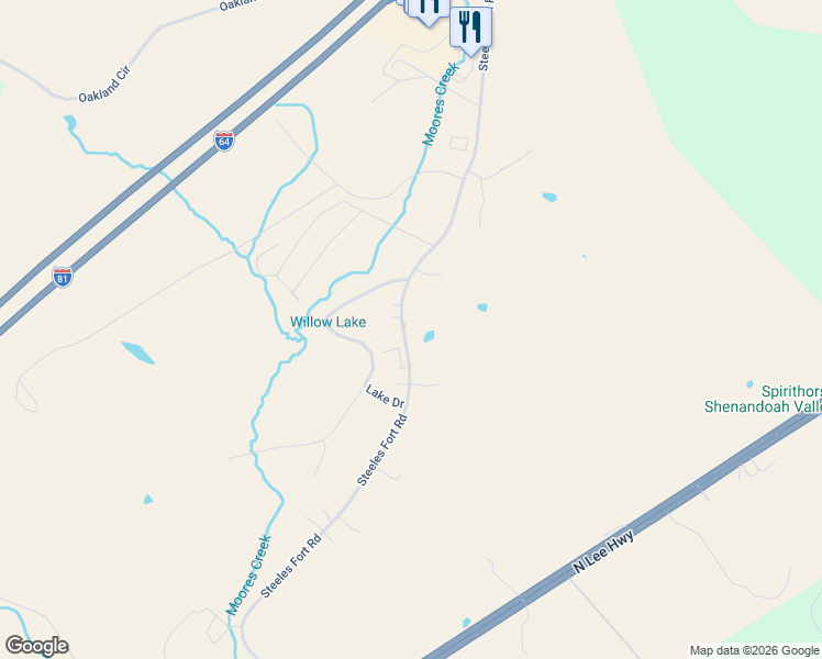 map of restaurants, bars, coffee shops, grocery stores, and more near 422 Steeles Fort Road in Raphine