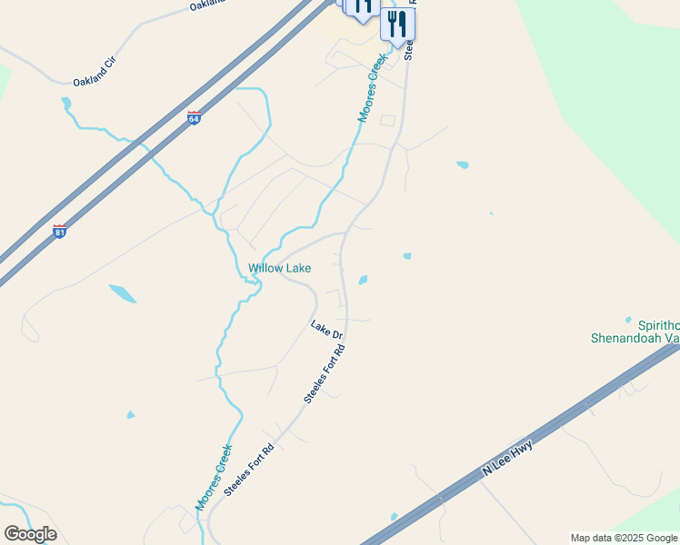 map of restaurants, bars, coffee shops, grocery stores, and more near 481 Steeles Fort Road in Raphine