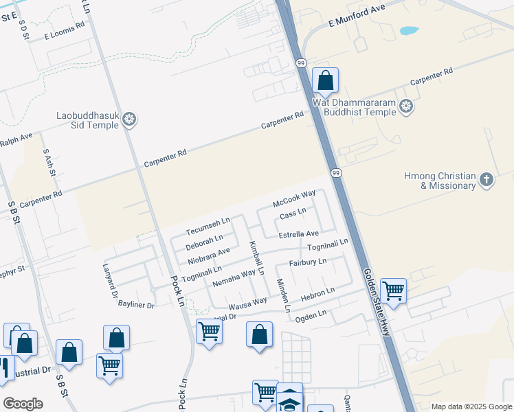 map of restaurants, bars, coffee shops, grocery stores, and more near 2911 McCook Way in Stockton