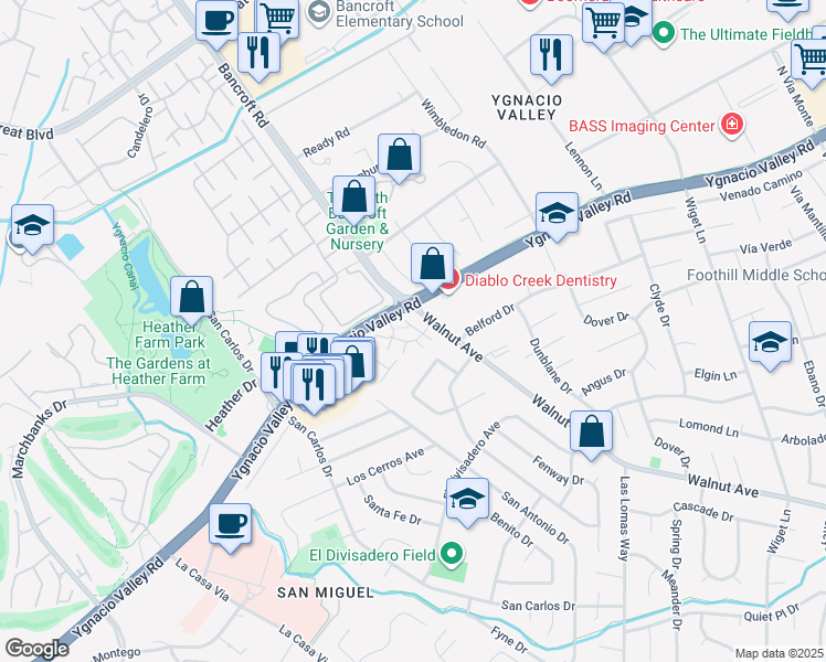 map of restaurants, bars, coffee shops, grocery stores, and more near 1972 Desert Circle in Walnut Creek