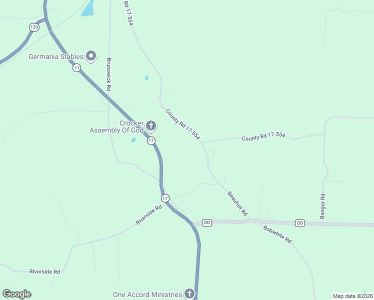 map of restaurants, bars, coffee shops, grocery stores, and more near 16775 Beaufort Road in Crocker