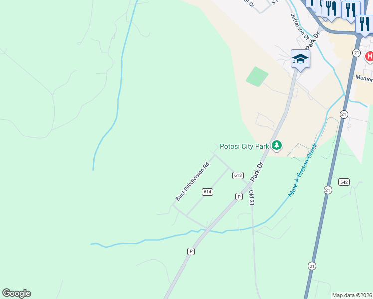 map of restaurants, bars, coffee shops, grocery stores, and more near in Potosi