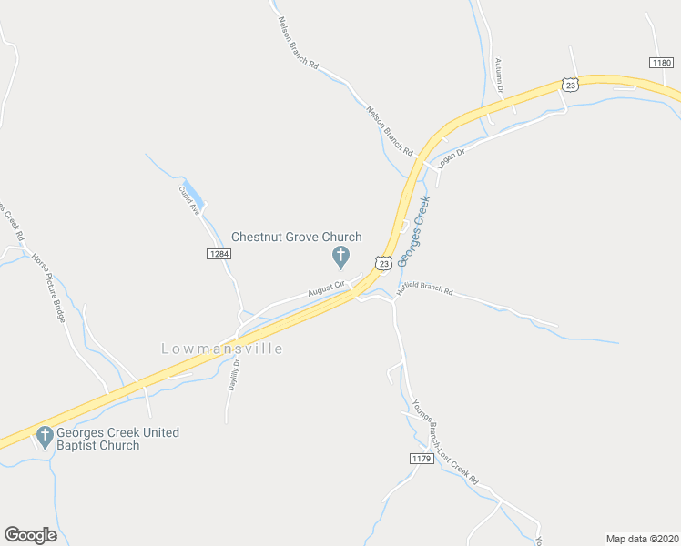 map of restaurants, bars, coffee shops, grocery stores, and more near 327 August Circle in Lowmansville