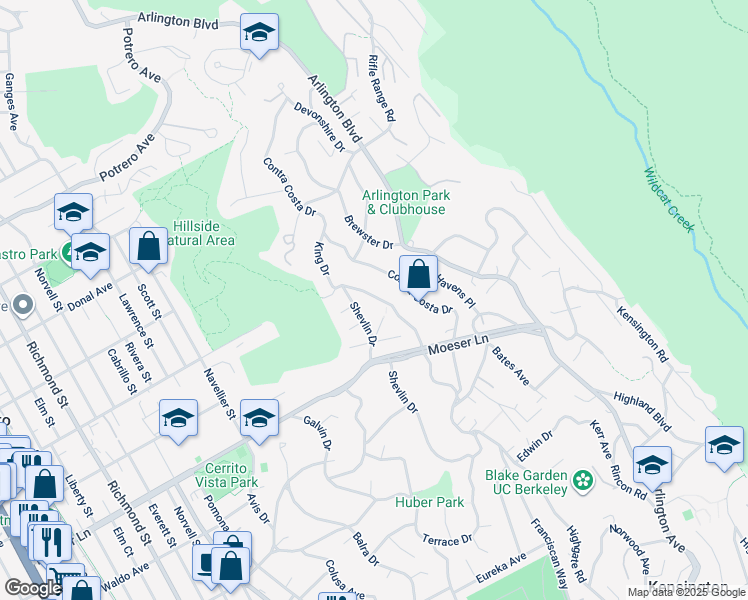 map of restaurants, bars, coffee shops, grocery stores, and more near in El Cerrito