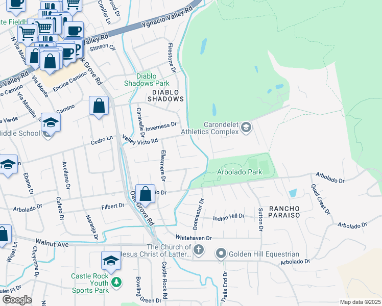 map of restaurants, bars, coffee shops, grocery stores, and more near 450 Sutcliffe Place in Walnut Creek