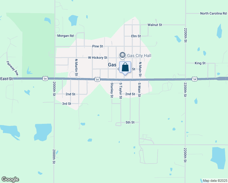 map of restaurants, bars, coffee shops, grocery stores, and more near 143 Stanley Street in Iola
