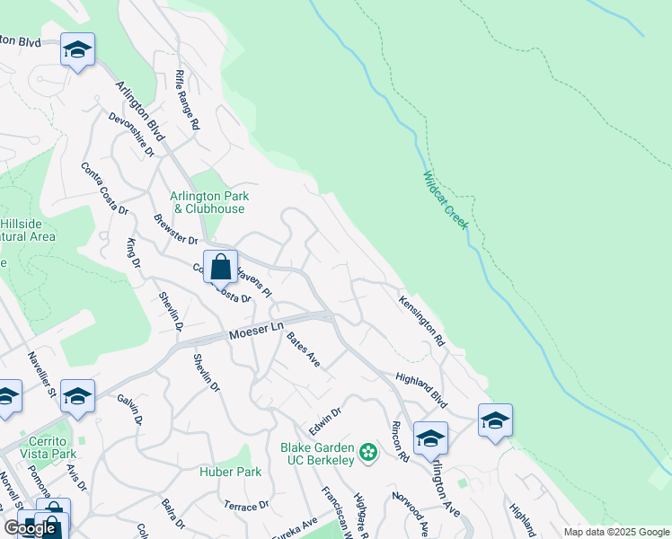 map of restaurants, bars, coffee shops, grocery stores, and more near 921 Clark Place in El Cerrito