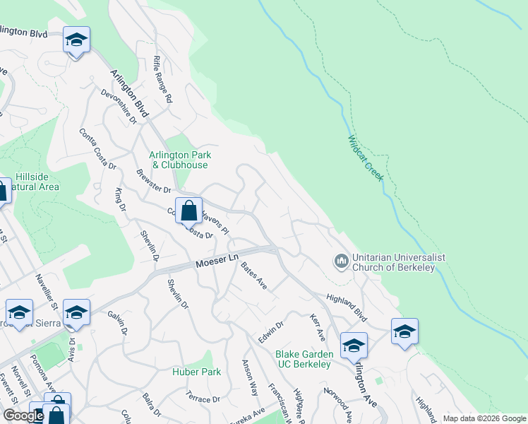 map of restaurants, bars, coffee shops, grocery stores, and more near 8614 Arbor Drive in El Cerrito