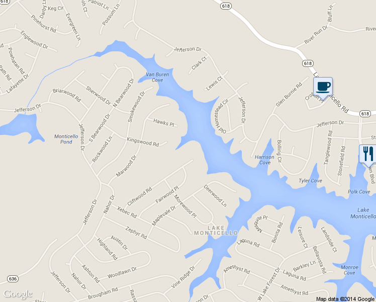 map of restaurants, bars, coffee shops, grocery stores, and more near 40 Cliftwood Road in Palmyra