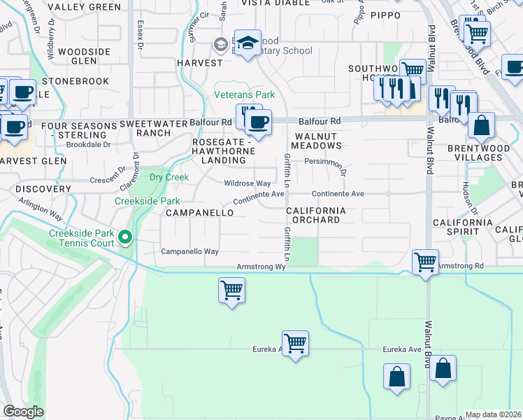 map of restaurants, bars, coffee shops, grocery stores, and more near 524 Edgefield Street in Brentwood