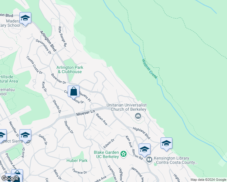 map of restaurants, bars, coffee shops, grocery stores, and more near 921 Clark Place in El Cerrito