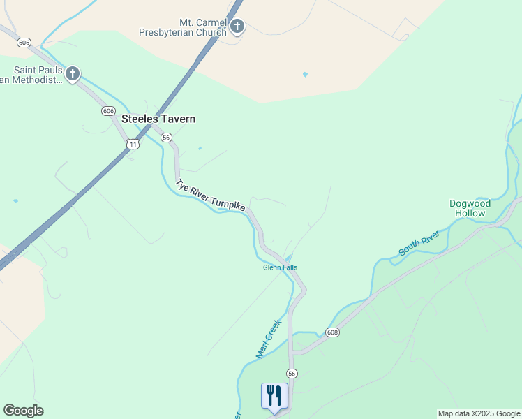 map of restaurants, bars, coffee shops, grocery stores, and more near 161 Tye River Turnpike in Vesuvius