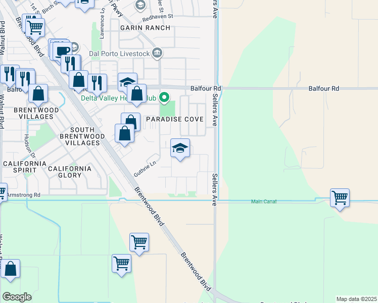 map of restaurants, bars, coffee shops, grocery stores, and more near 882 Walsh Street in Brentwood