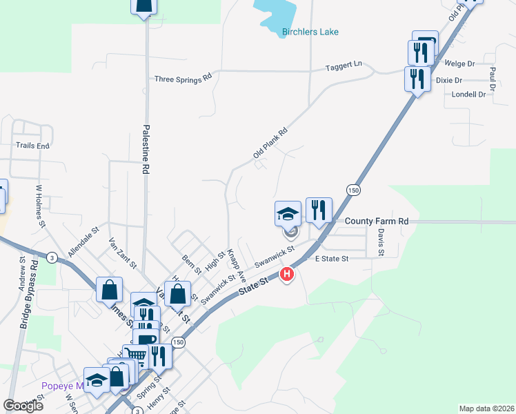 map of restaurants, bars, coffee shops, grocery stores, and more near 1288 Koeneman Acres in Chester