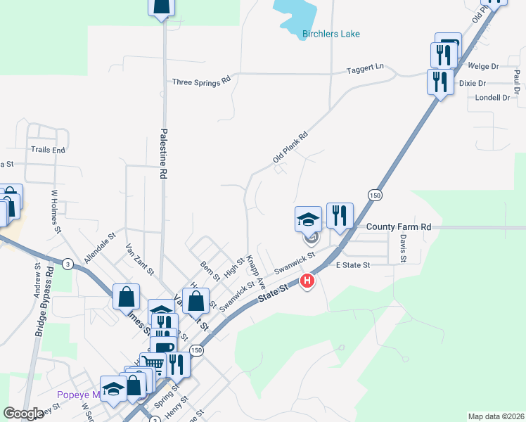 map of restaurants, bars, coffee shops, grocery stores, and more near 1288 Koeneman Acres in Chester