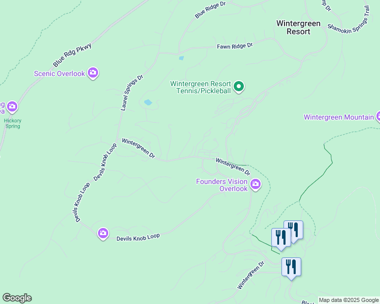 map of restaurants, bars, coffee shops, grocery stores, and more near 2037 Stone Ridge in Wintergreen Resort