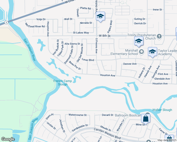 map of restaurants, bars, coffee shops, grocery stores, and more near 2752 Verstl Way in Stockton