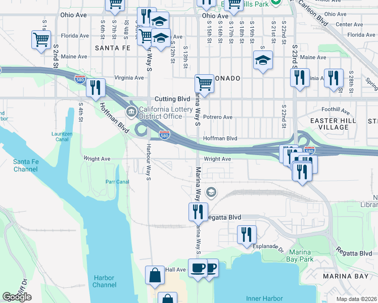 map of restaurants, bars, coffee shops, grocery stores, and more near 744 South 13th Street in Richmond