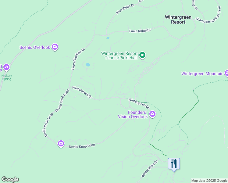 map of restaurants, bars, coffee shops, grocery stores, and more near Wintergreen Dr in Roseland
