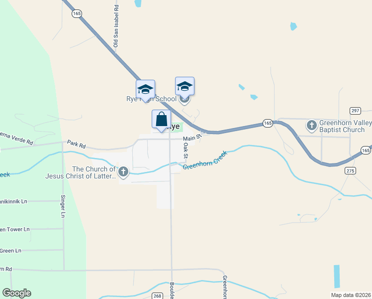 map of restaurants, bars, coffee shops, grocery stores, and more near Oak Street in Rye