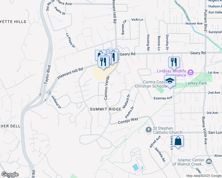 map of restaurants, bars, coffee shops, grocery stores, and more near 1427 Corona Place in Walnut Creek