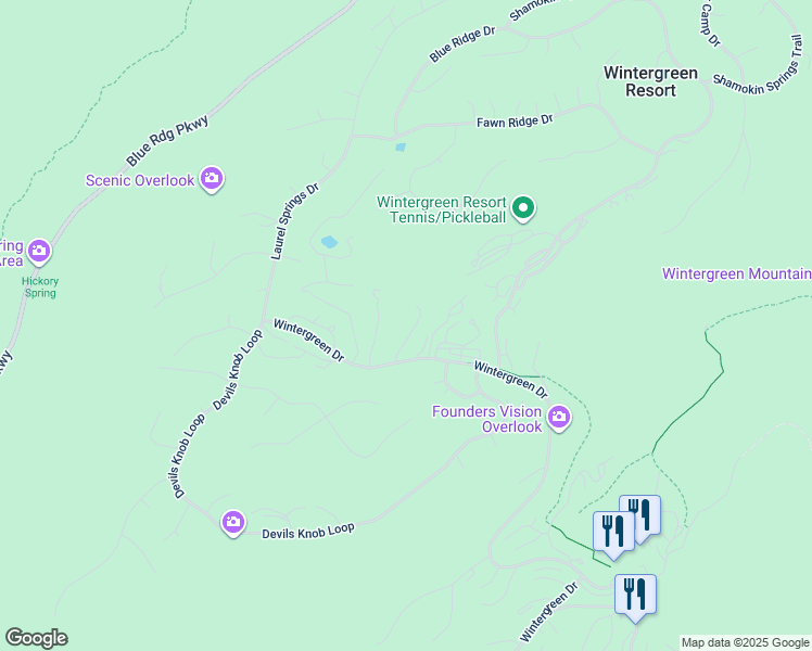 map of restaurants, bars, coffee shops, grocery stores, and more near 2134 Fairway Woods in Wintergreen Resort