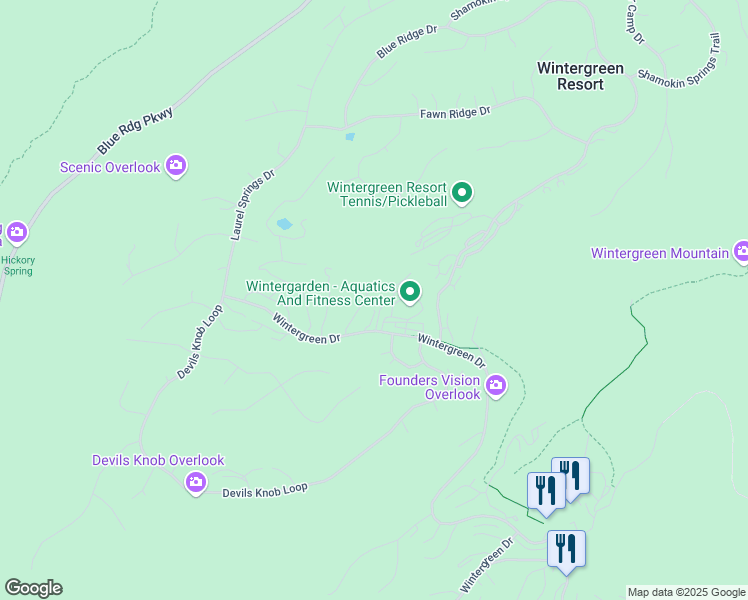 map of restaurants, bars, coffee shops, grocery stores, and more near 2028 Stone Ridge in Wintergreen Resort