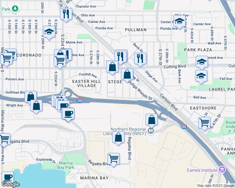 map of restaurants, bars, coffee shops, grocery stores, and more near 653 South 31st Street in Richmond