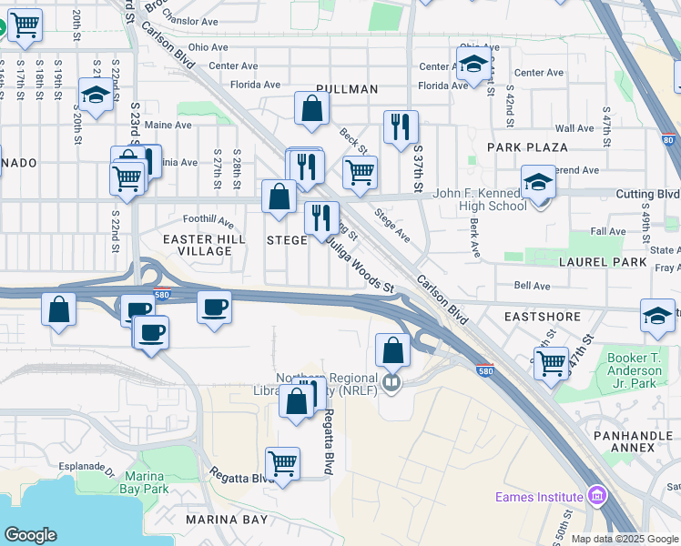 map of restaurants, bars, coffee shops, grocery stores, and more near 640 South 32nd Street in Richmond