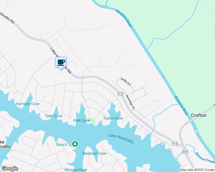 map of restaurants, bars, coffee shops, grocery stores, and more near 2971-2999 Lake Monticello Road in Palmyra