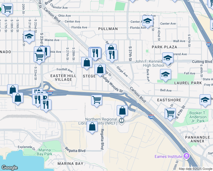 map of restaurants, bars, coffee shops, grocery stores, and more near 640 South 32nd Street in Richmond