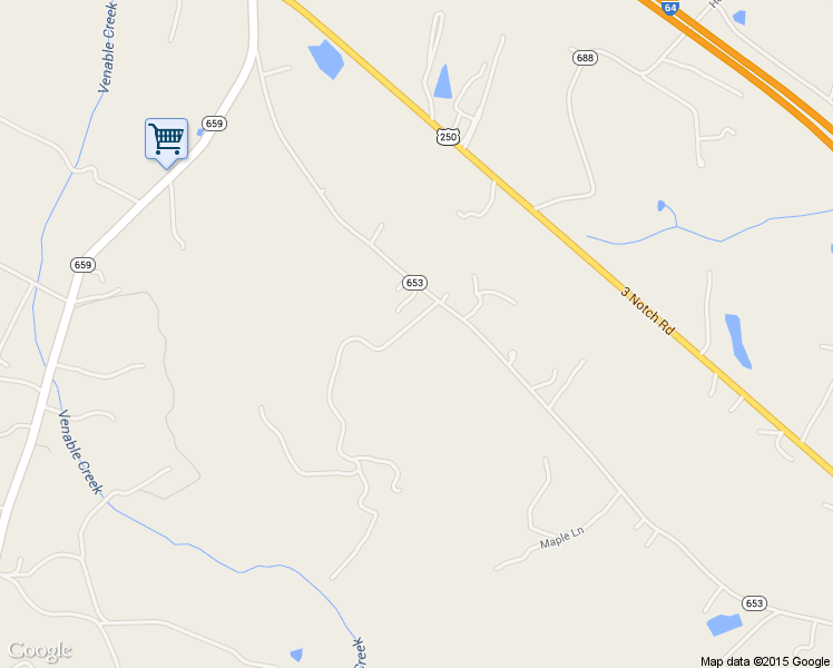 map of restaurants, bars, coffee shops, grocery stores, and more near 704 Grace Johnson Road in Kents Store