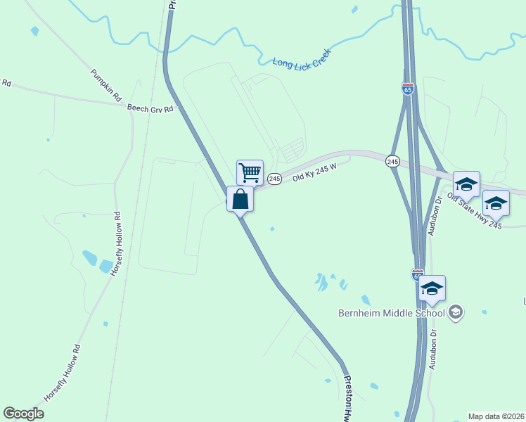 map of restaurants, bars, coffee shops, grocery stores, and more near 227 Clermont Road in Shepherdsville