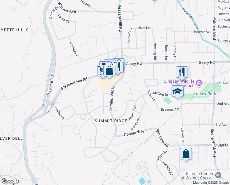 map of restaurants, bars, coffee shops, grocery stores, and more near 1757 Camino Verde in Walnut Creek
