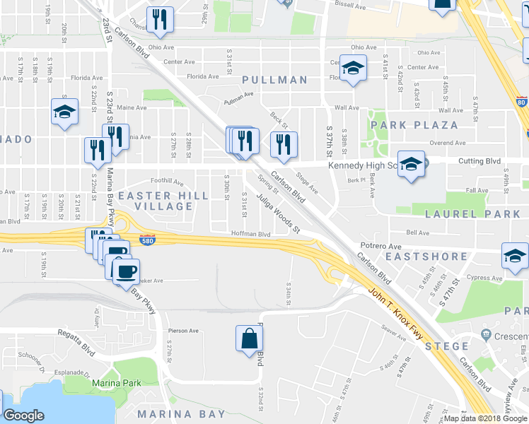 map of restaurants, bars, coffee shops, grocery stores, and more near 640 South 32nd Street in Richmond