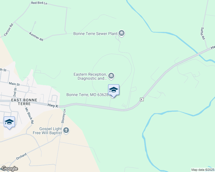map of restaurants, bars, coffee shops, grocery stores, and more near 2727 Highway K in Bonne Terre