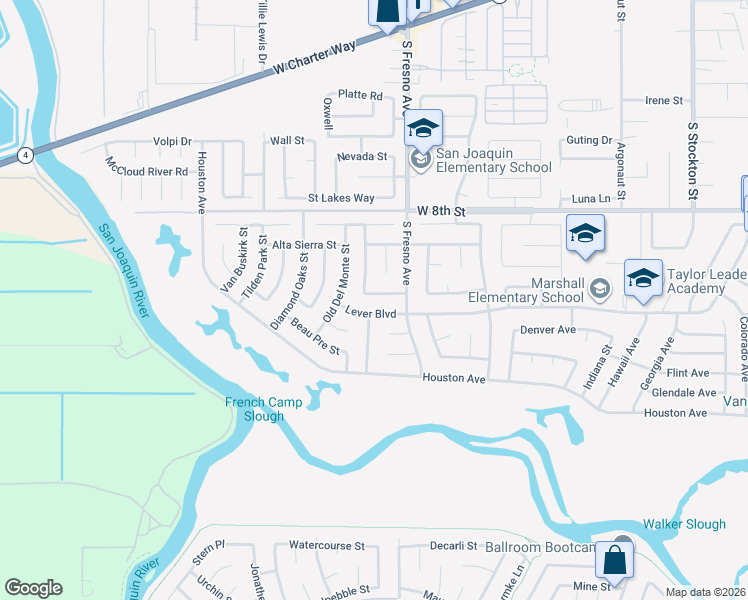 map of restaurants, bars, coffee shops, grocery stores, and more near 1976 Ridgemark Lane in Stockton