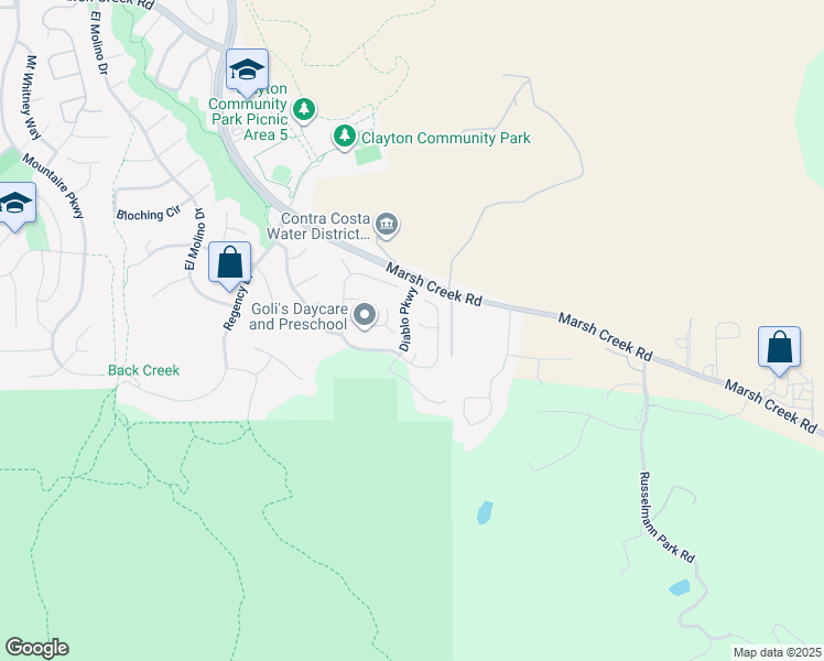 map of restaurants, bars, coffee shops, grocery stores, and more near 47 La Canada Court in Clayton
