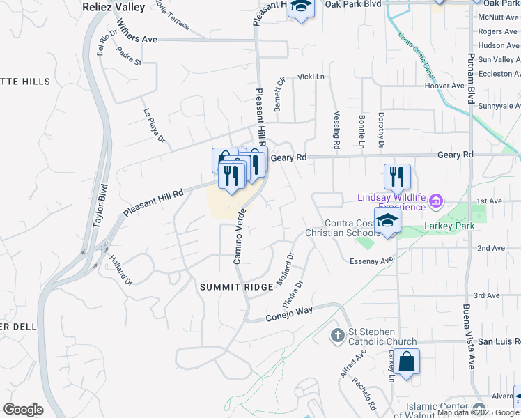 map of restaurants, bars, coffee shops, grocery stores, and more near 1472 Pico Court in Walnut Creek