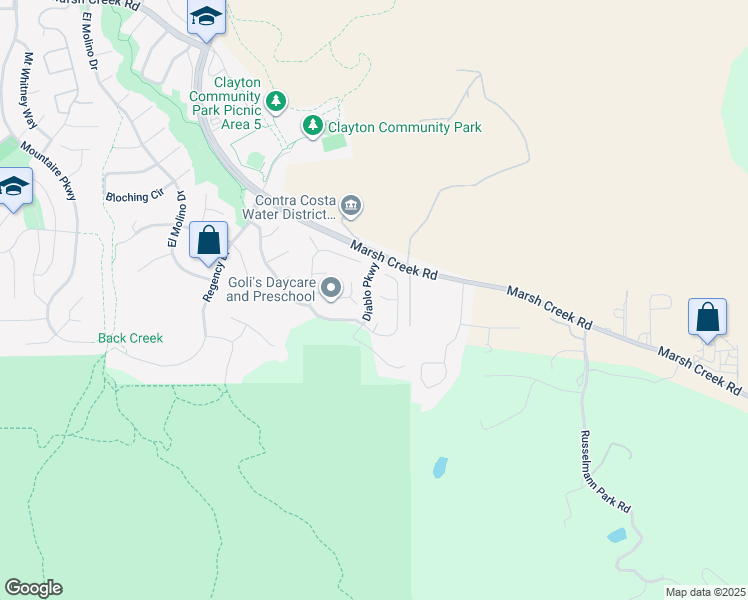 map of restaurants, bars, coffee shops, grocery stores, and more near 47 La Canada Court in Clayton