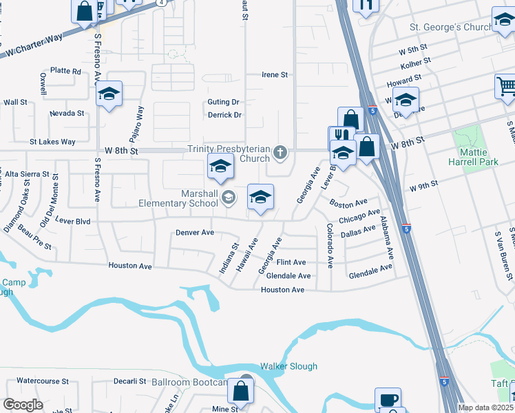 map of restaurants, bars, coffee shops, grocery stores, and more near 2270 Port Trinity Circle in Stockton