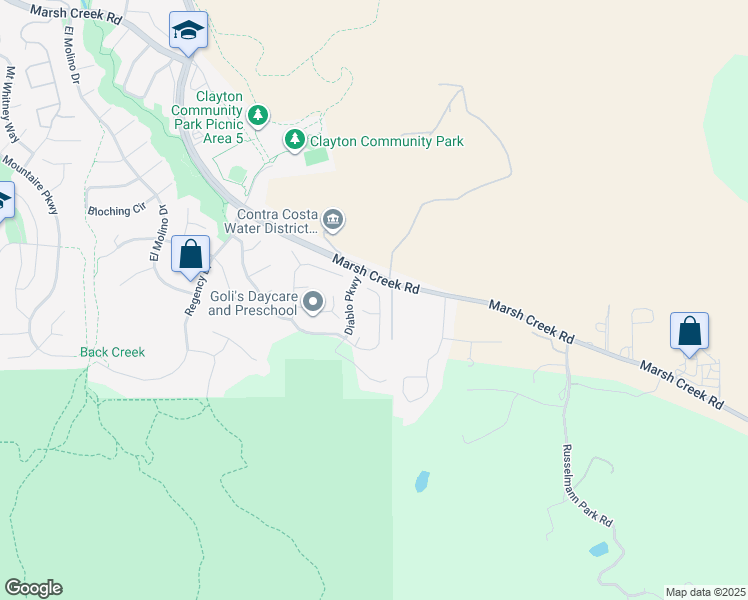 map of restaurants, bars, coffee shops, grocery stores, and more near 133 El Portal Place in Clayton