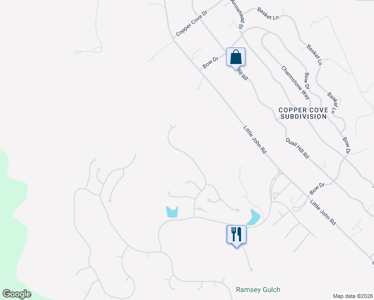 map of restaurants, bars, coffee shops, grocery stores, and more near 268 Rock Ridge Lane in Copperopolis