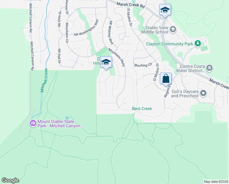 map of restaurants, bars, coffee shops, grocery stores, and more near 370 Mount Sequoia Place in Clayton