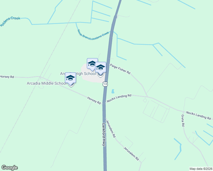 map of restaurants, bars, coffee shops, grocery stores, and more near 8227-8257 Lankford Highway in Oak Hall