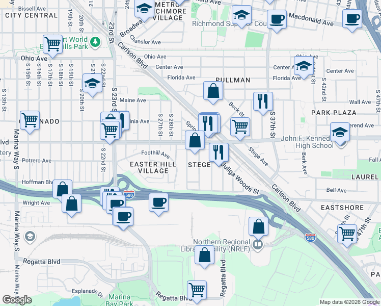 map of restaurants, bars, coffee shops, grocery stores, and more near 528 South 29th Street in Richmond