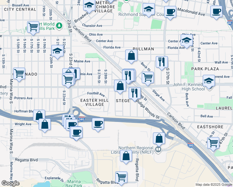 map of restaurants, bars, coffee shops, grocery stores, and more near 528 South 29th Street in Richmond