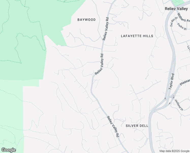 map of restaurants, bars, coffee shops, grocery stores, and more near 1604 Reliez Valley Road in Lafayette